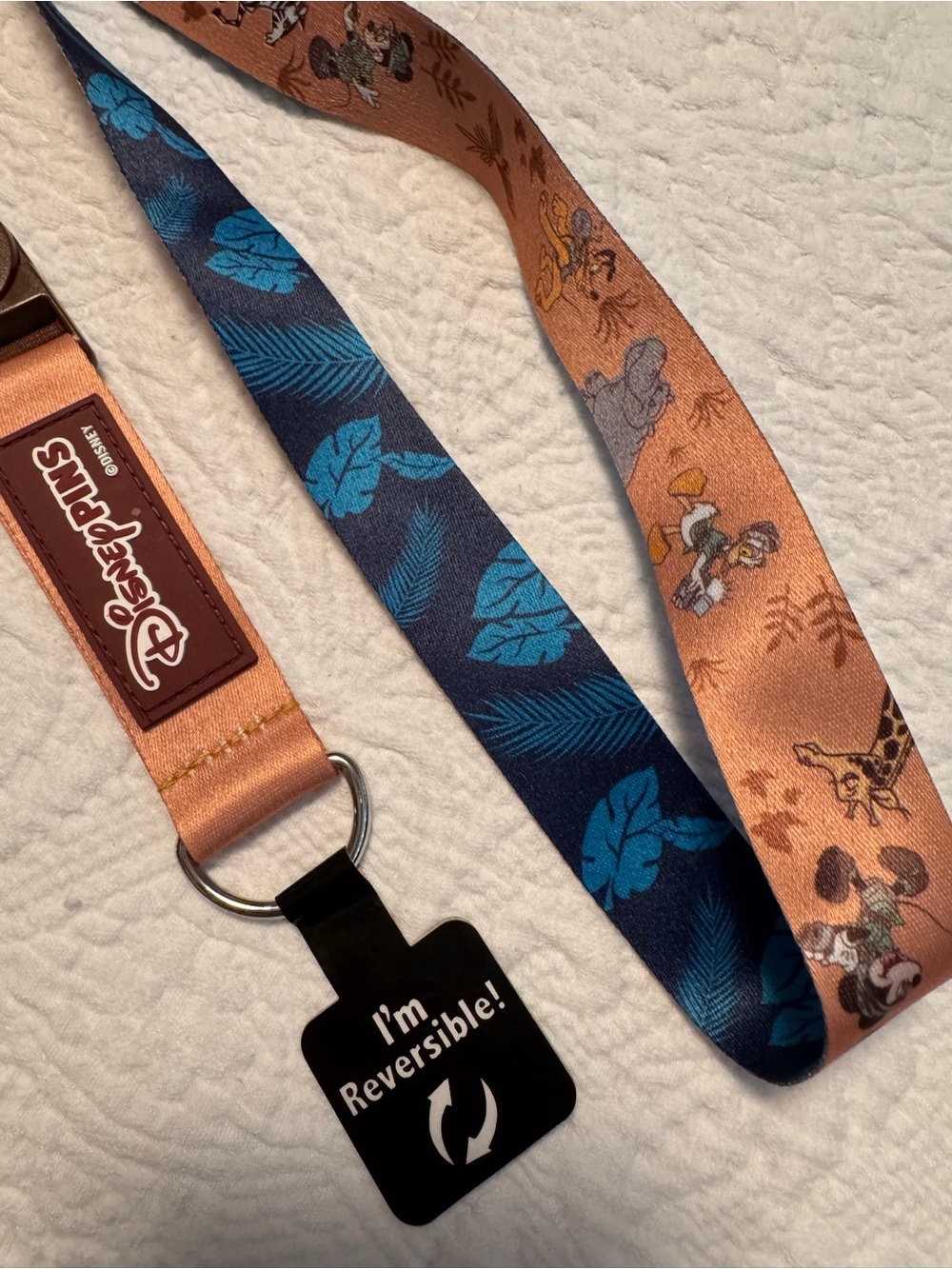 Disney Reversible Lanyard - Teal Blue & Peach